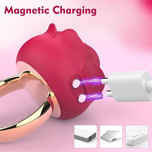 Rose Vibrating Ring 10-Frequency Silicone Couples Massager with Clitoral Stimulation — detail image 6