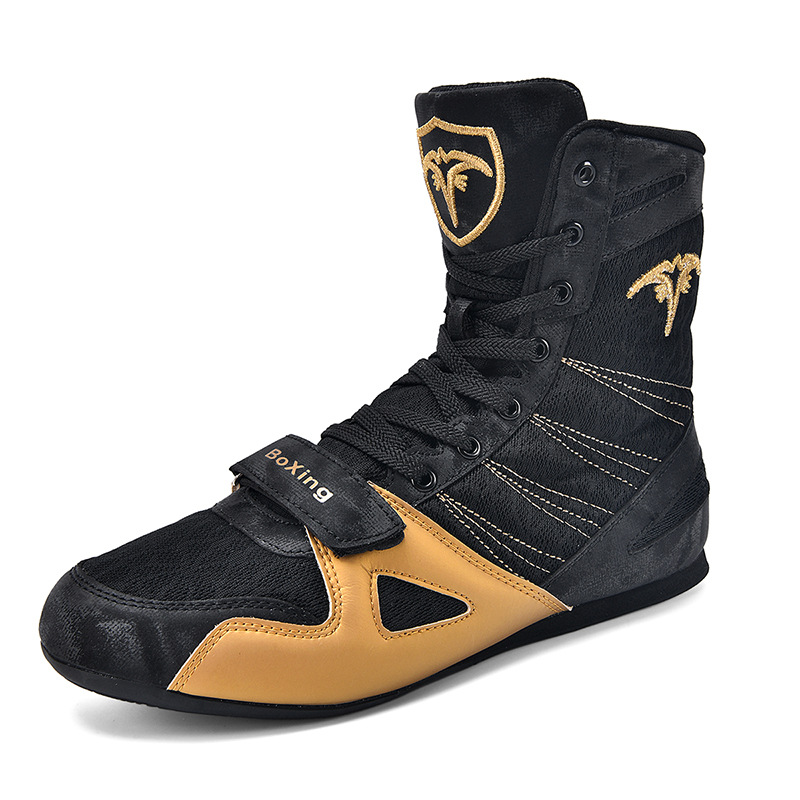 Cross-Border New Wrestling Shoes for Men, Professional High-Top Fighting Training Shoes, Boxing Shoes for Men and Women, Muay Thai Fighting Shoes, Large Size Shoes