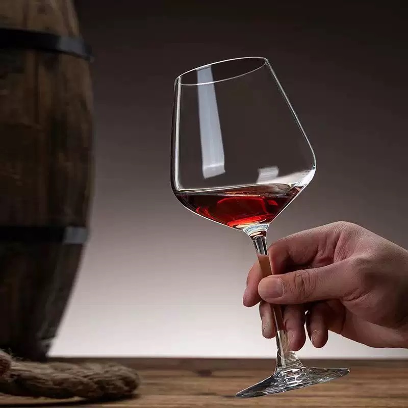 Gran taza de vino de borgoña al por mayor casera de cristal creativo de lujo taza de pie alto taza de vino de estómago