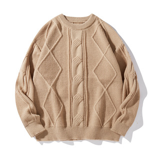 Men's Crewneck Sweater 2024 New Lazy Wind Loose Thickened Twist Knitted Sweater Autumn and Winter Base Sweater for Men