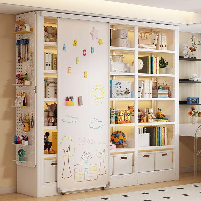 Steel Bookshelf Magnetic Whiteboard Door Bookcase Home Floor-Standing Living Room Study Picture Book Shelf Children's Room Storage Bookshelf