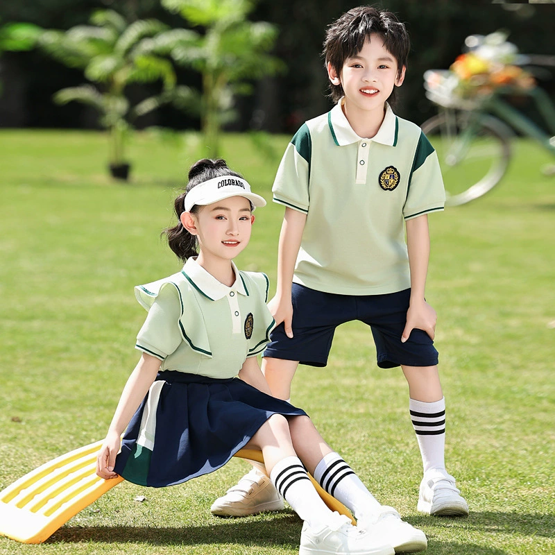 Uniform for students, summer clothing, children's sports suit, summer set for kindergarten, with short sleeve