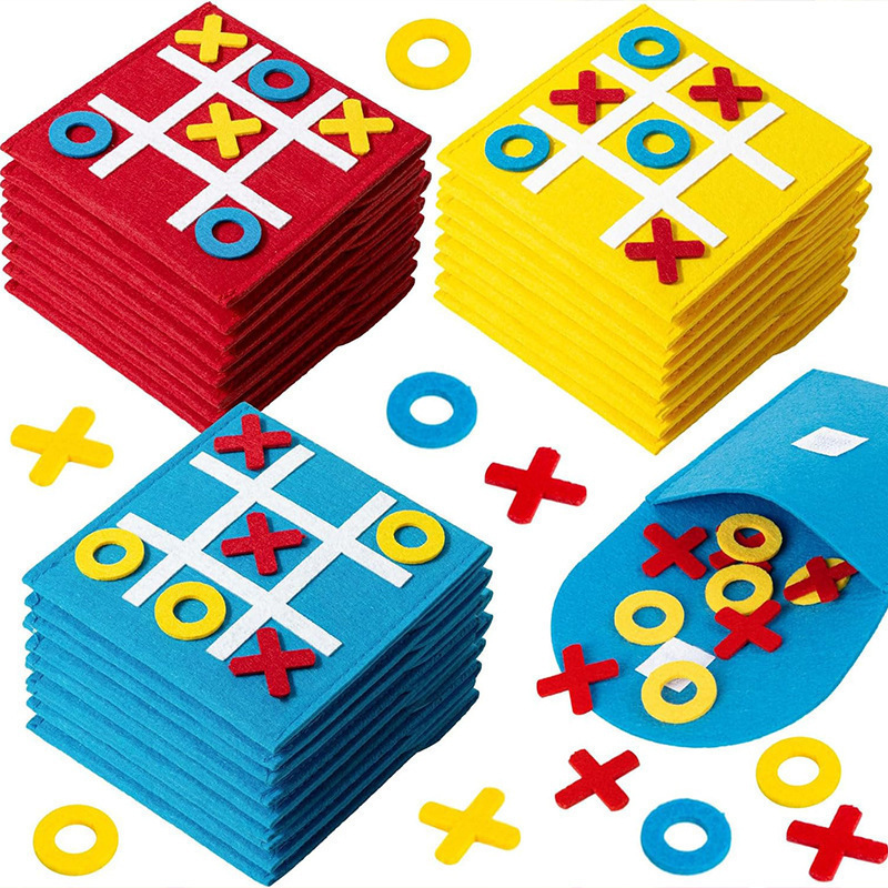 New Felt Mini Nine-Square Grid Game Board Children's Educational Early Education Puzzle Tic-Tac-Toe Felt Piece Wholesale