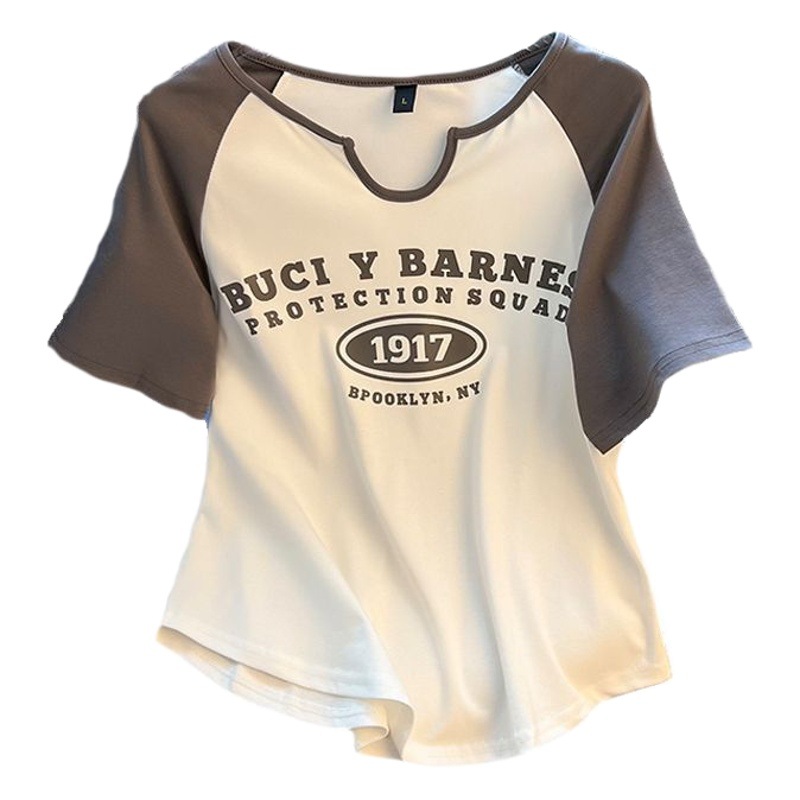 Más tamaño gordita chica vientre-que cubre la parte superior de adelgazamiento para las mujeres verano diseño sentido nicho falso de dos piezas hombro manga corta camiseta