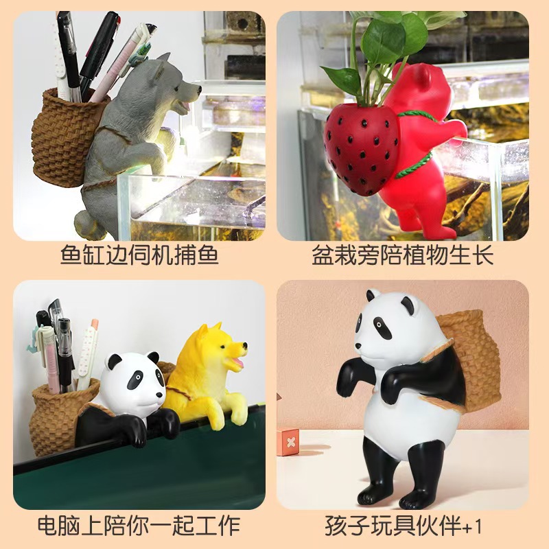 Adornos de animales de dibujos animados creativos, adornos, simulación de paisaje, pecera, almacenamiento, cilindro colgante, fabricante de colgantes de portalápices
