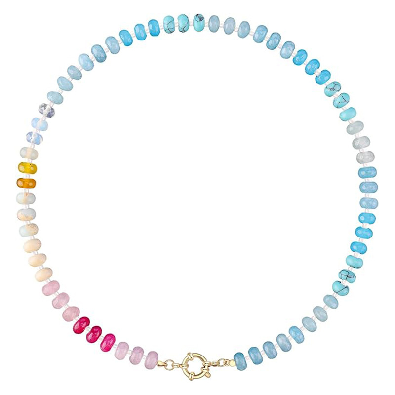 15g Weight Lobster Trigger Clasp Closure Clasp Closure Type Necklace Classification Beaded Chain Chain Type 1 Piece Quantity Daily, Street Occasion natural stone Material Geometric Pattern Women's Gender Simple Style Style Simple Style Geometric Natural Stone Beaded Chain Necklace 16