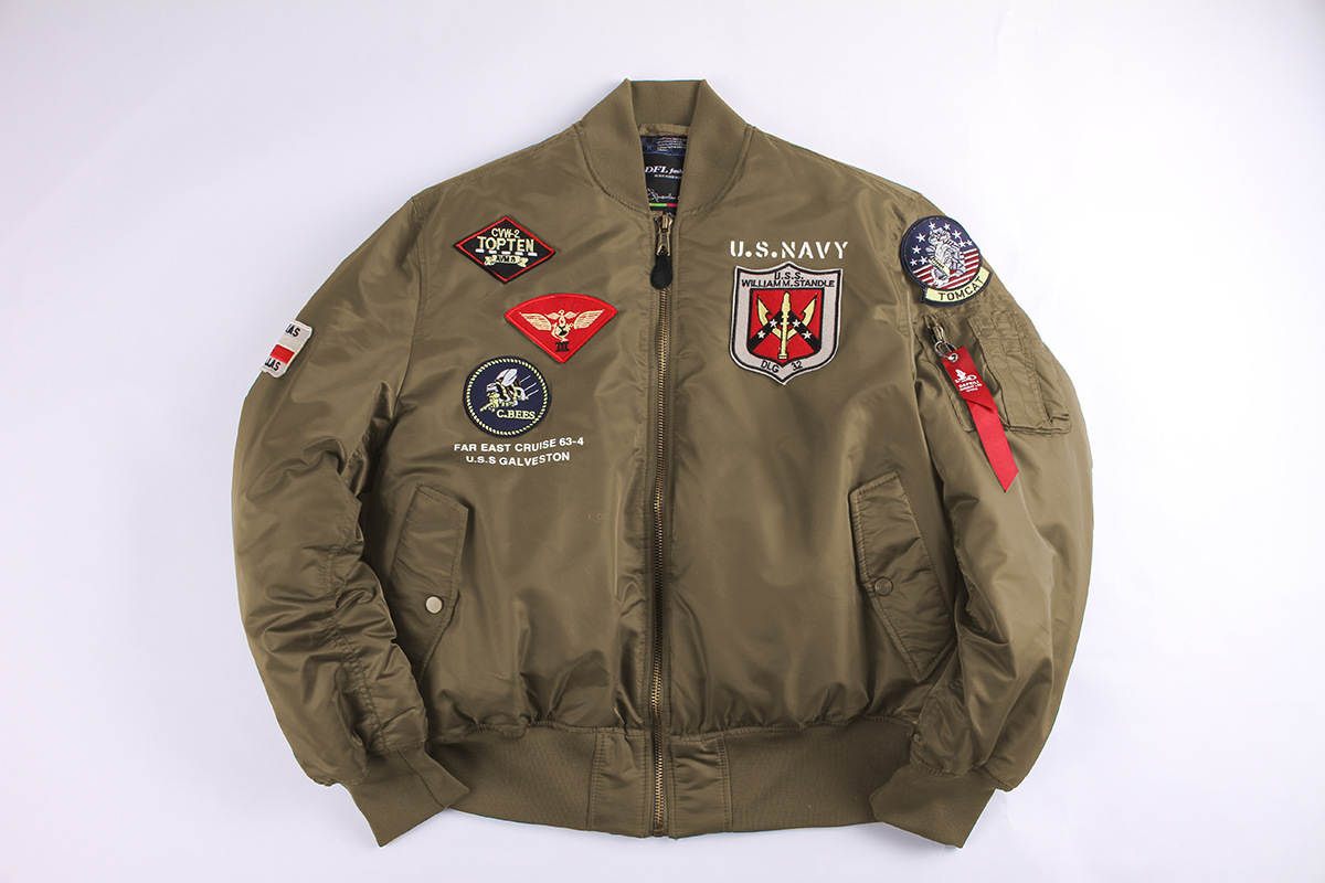 Chaqueta de piloto americano vintage de invierno hombres y mujeres de la Fuerza Aérea pareja abrigo insignia marca de moda MA1 Chaqueta de algodón acolchado