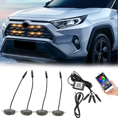 Car mid-net small yellow light modified fog light width light RGB small yellow light remote control APP headlamp led daytime running light (Gündüz işıqları)