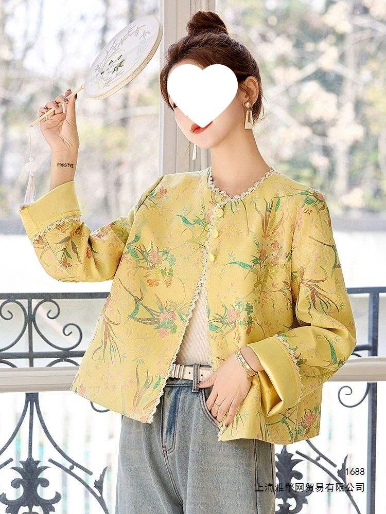 2026 Spring New Arrival: New Chinese Style Jacquard Elegant and Youthful Short Jacket, Chanel-inspired, Super Popular Tang Suit Top