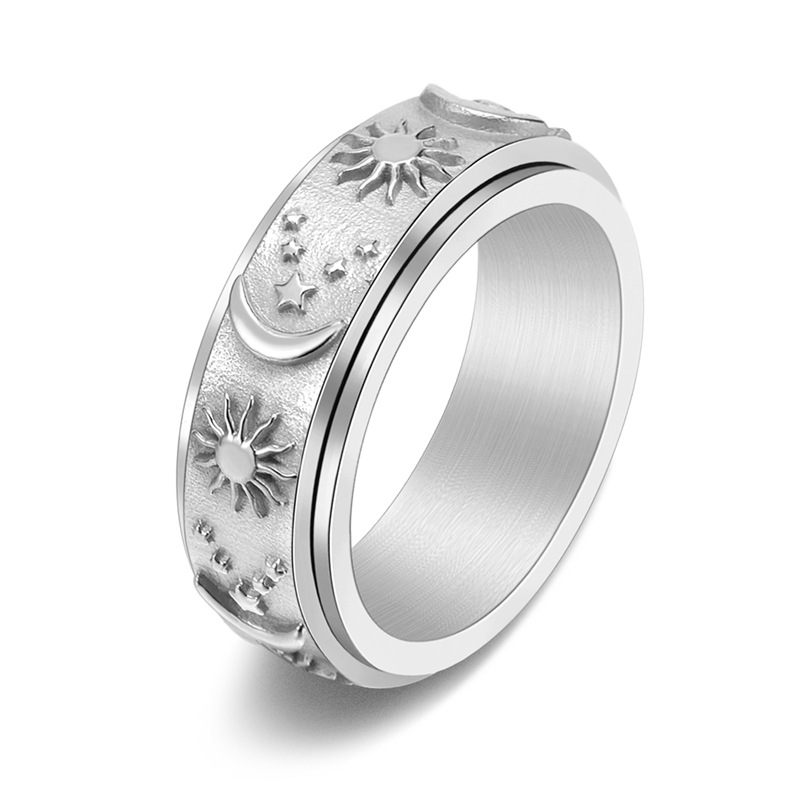 Fashion Sun Moon Titanium Steel Plating Rings display picture 1