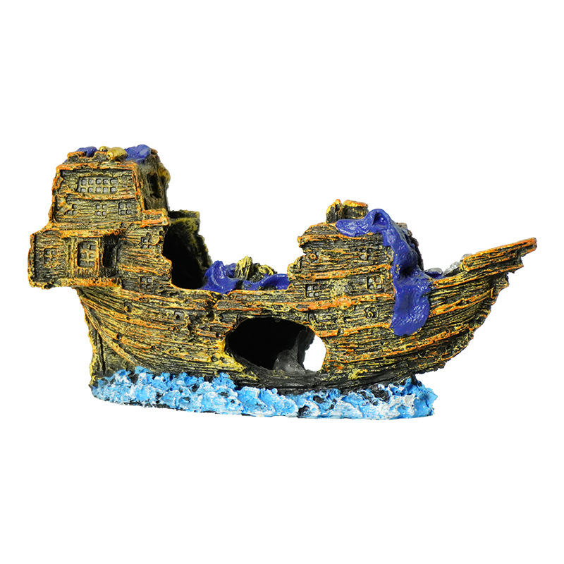 Esquiva el barco de simulación, decoración de paisajismo de acuarios, decoración de paisajismo de peceras viejas, barco pirata, naufragio, naufragio, barco pesquero