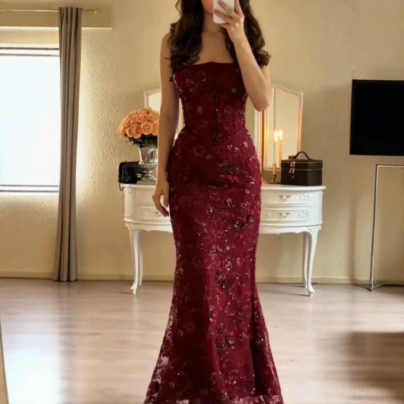 Cross-Border European and American Women's Fashion New Style Sexy Backless Fashion Elegant French Light Luxury Sequin Dress Women's Dress