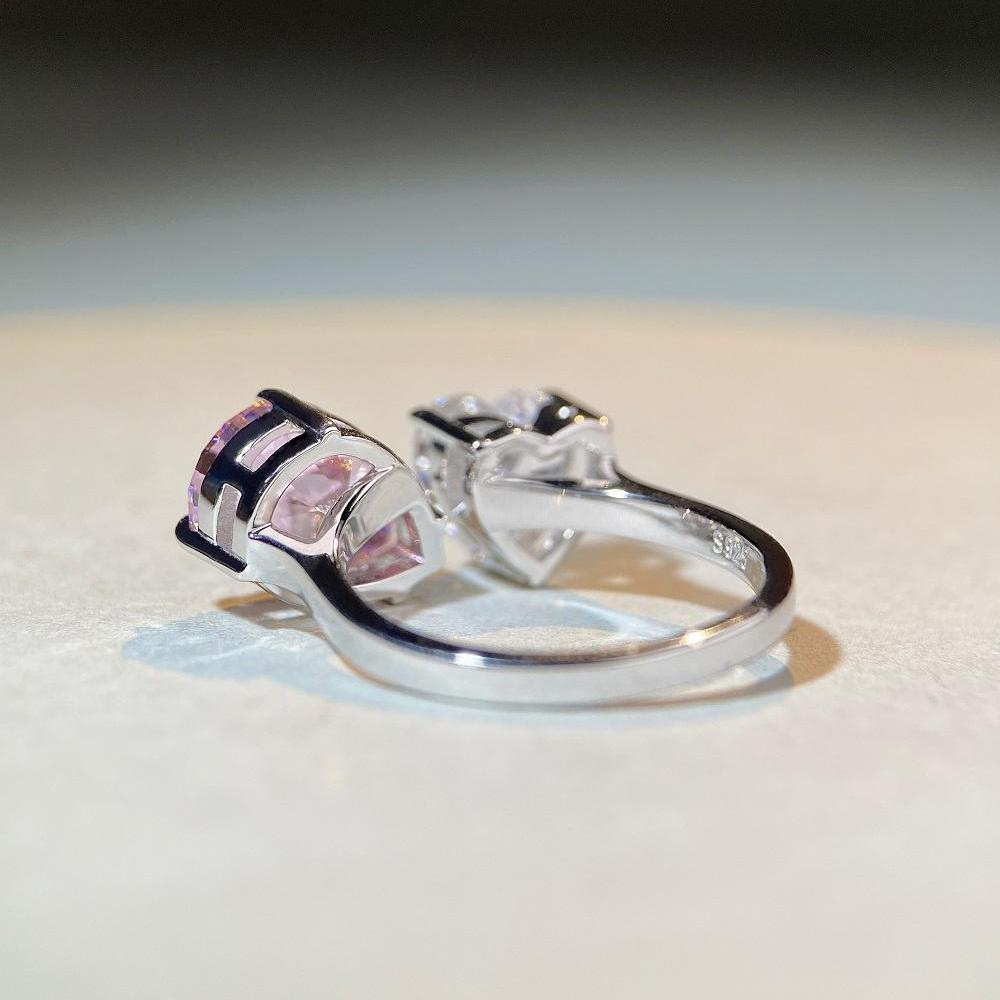 Fashion Water Droplets Heart Shape Sterling Silver Plating Inlay Rhinestones Open Ring 1 Piece