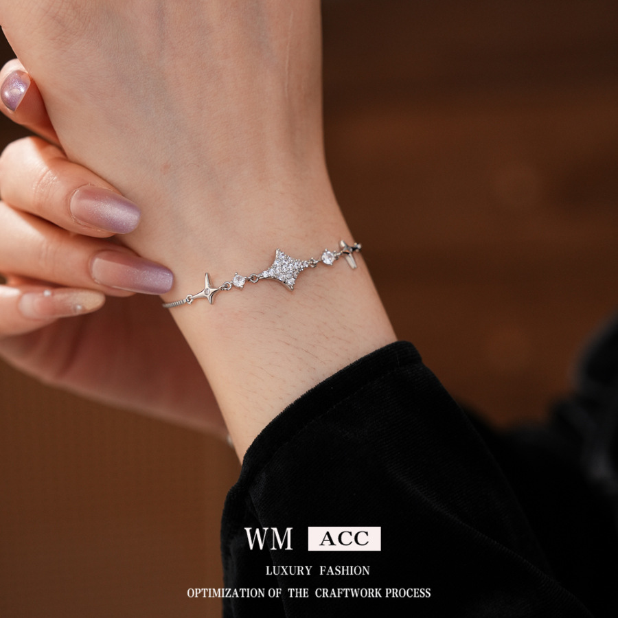 Pulsera extraíble con colgante de circonita en forma de estrella, con un diseño único, versátil y a la moda, adecuada para ir al trabajo, un accesorio de mano elegante y de lujo discreto. image 5