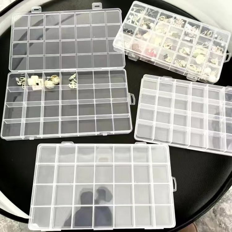 Caja de almacenamiento de múltiples compartidos simple de 24 compartidos grande, caja de división de piezas de hardware, caja de almacenamiento de plástico con tapa, caja de división de joyas