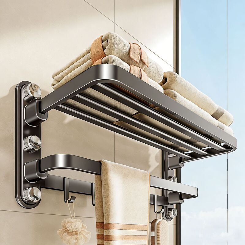 Suction Cup Adhesive Towel Rack for Bathroom, No-Drill Storage Rack for Bathroom Towels, Toilet Storage Hanging Rack