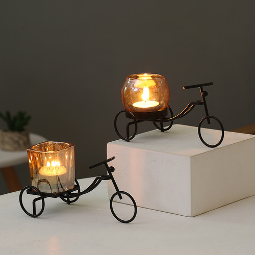 European minimalist creative black bicycle candle holder wholesale home living room romantic candlelight dinner decoration candlestick