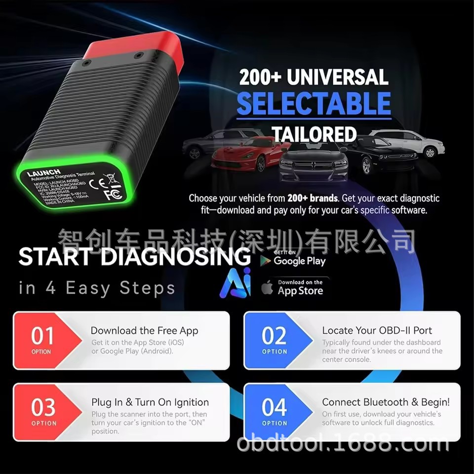 Cross-border wholesale LAUNCH AIOBD Bluetooth Car OBD2 Diagnostic Scan Tool
