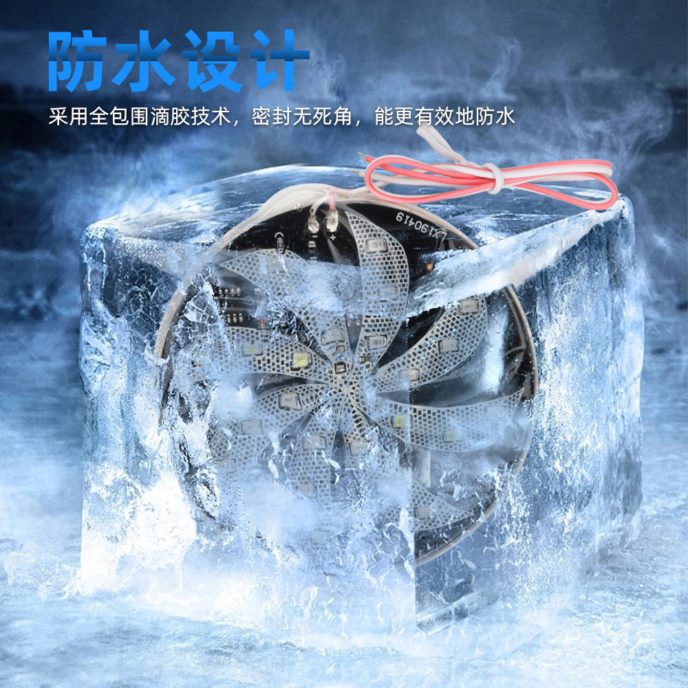 12V High-Brightness Car and Motorcycle Led Round 8cm Fire Wheel Multicolor Light Motorcycle Modification Warning Light Car Light