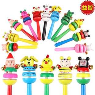 Wooden Cartoon Animal Rattle Hand Rattle Bell Bell Bell Rattle 0-1 Year Old Baby Children's Toy