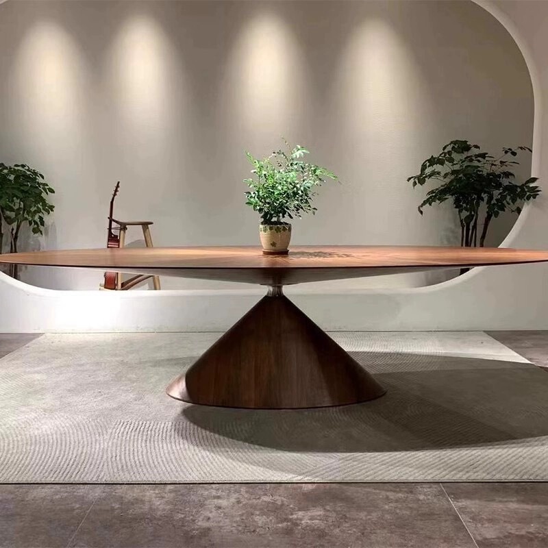 Internet Red UFO Dining Table Italian Designer Tianping All Solid Wood Villa Homestay Large Flat Minimal Office Table