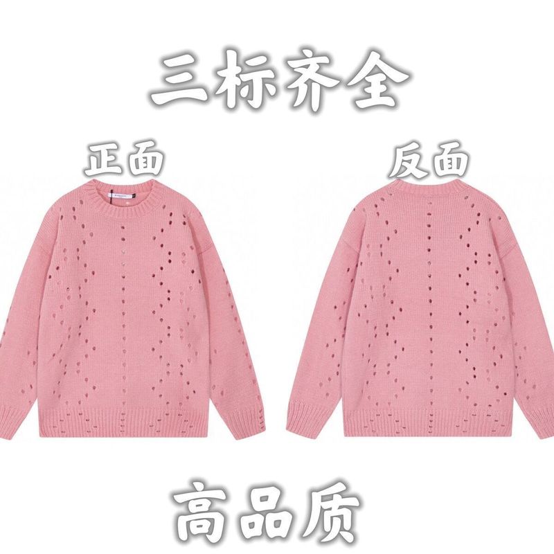 文字ジャカード総柄ロゴ入りラウンドネックニットウールセーター 男女兼用 カジュアルトップス 長袖 厚手 暖かい|undefined