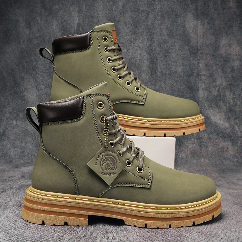 Осень и зима 2023 Мартин сапоги мужские сапоги высокого уровня, английский ветер увеличивает толстое дно, кожаные водонепроницаемые мужские сапоги