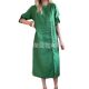 2025 new casual retro solid color round neck short sleeve button split long dress cross-border Amazon
