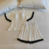 White breast pads, shorts, with short sleeve