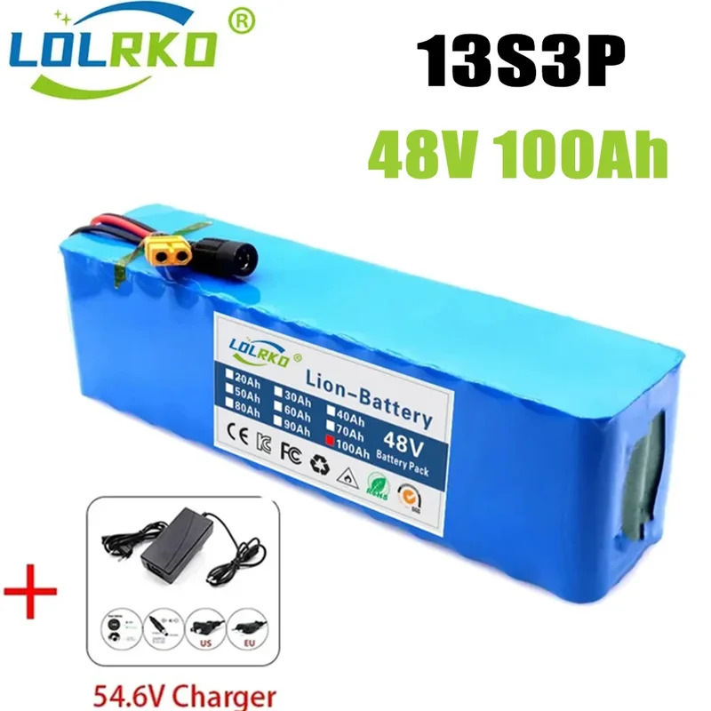 48v リチウム電池 13S3P 100000mah 18650 リチウムイオン電池パック電動スクーター BMS|undefined