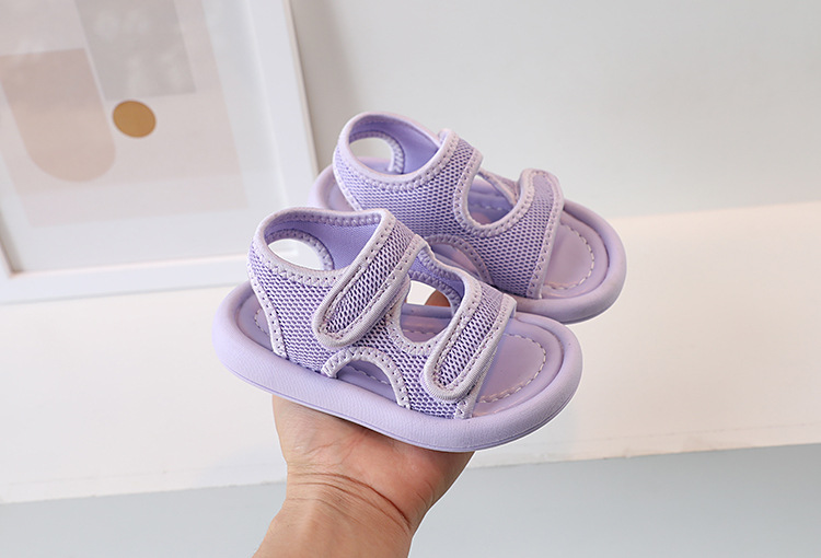 Chaussures d'été en tissu coréen pour enfants, sandales à Velcro respirantes à la mode pour bébés hommes et femmes, plage_voghion.com