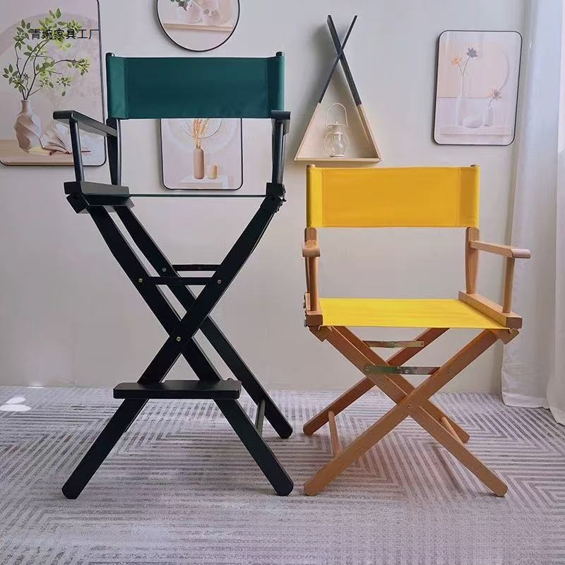 Solid Wood Folding Director's Chair Outdoor Canvas Backrest Leisure Camping Chair Bar Chair Photography Chair Makeup High Back Chair