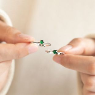 Jadeite Ring for Women, Ice Type, Egg Surface, Pure Silver, Green, New Chinese Style, Emerald, Mid-Autumn Festival Gift, Gemstone Tail Ring, Cuijian