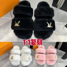 L家2024秋冬新款毛毛拖鞋女外穿羊羔毛厚底一字拖防滑保暖平底拖