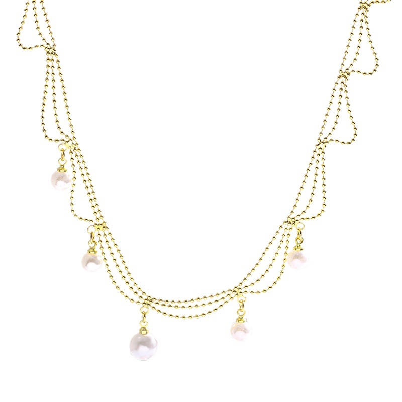 Corea del Sur nuevo nicho collar de perlas de las mujeres del todo partido costura amor clavícula cadena ligera de lujo temperamento collar de cuentas al por mayor