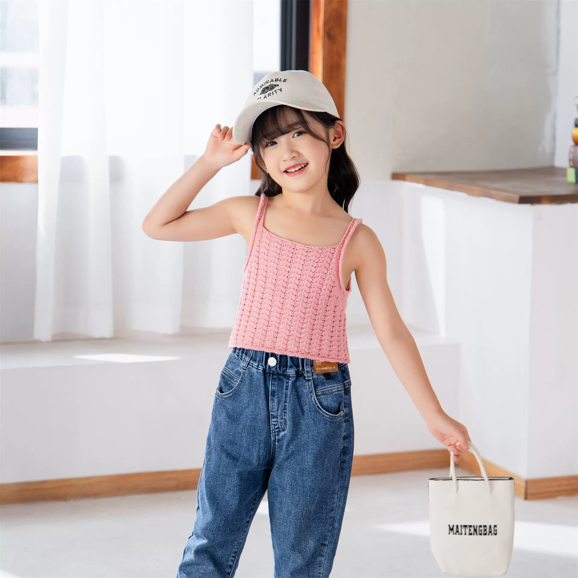 2025款夏季吊带女童上衣新款儿童背心夏天衣服薄款时髦儿童针织衫