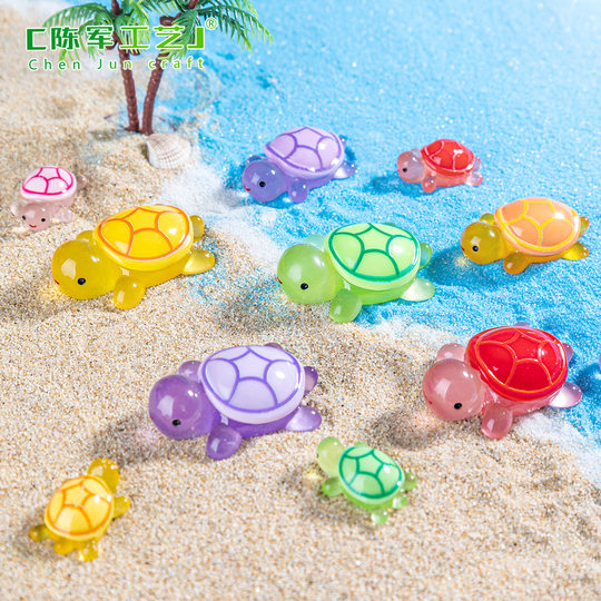 Micro-landscape creative cute cartoon luminous turtle pair touch diy decorations blind box bag accessories small ornaments
