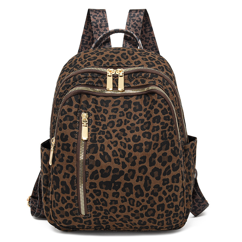 Comercio exterior al por mayor 2024 nueva moda leopardo mujer mochila casual color de contraste mochila de viaje ligera de gran capacidad