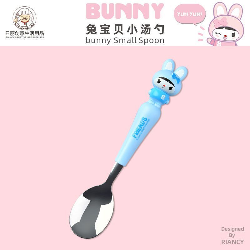 Animal encantador portátil para llevar estudiantes cucharas de comidas dormitorios escolares cucharas de cubierta de cubierta set