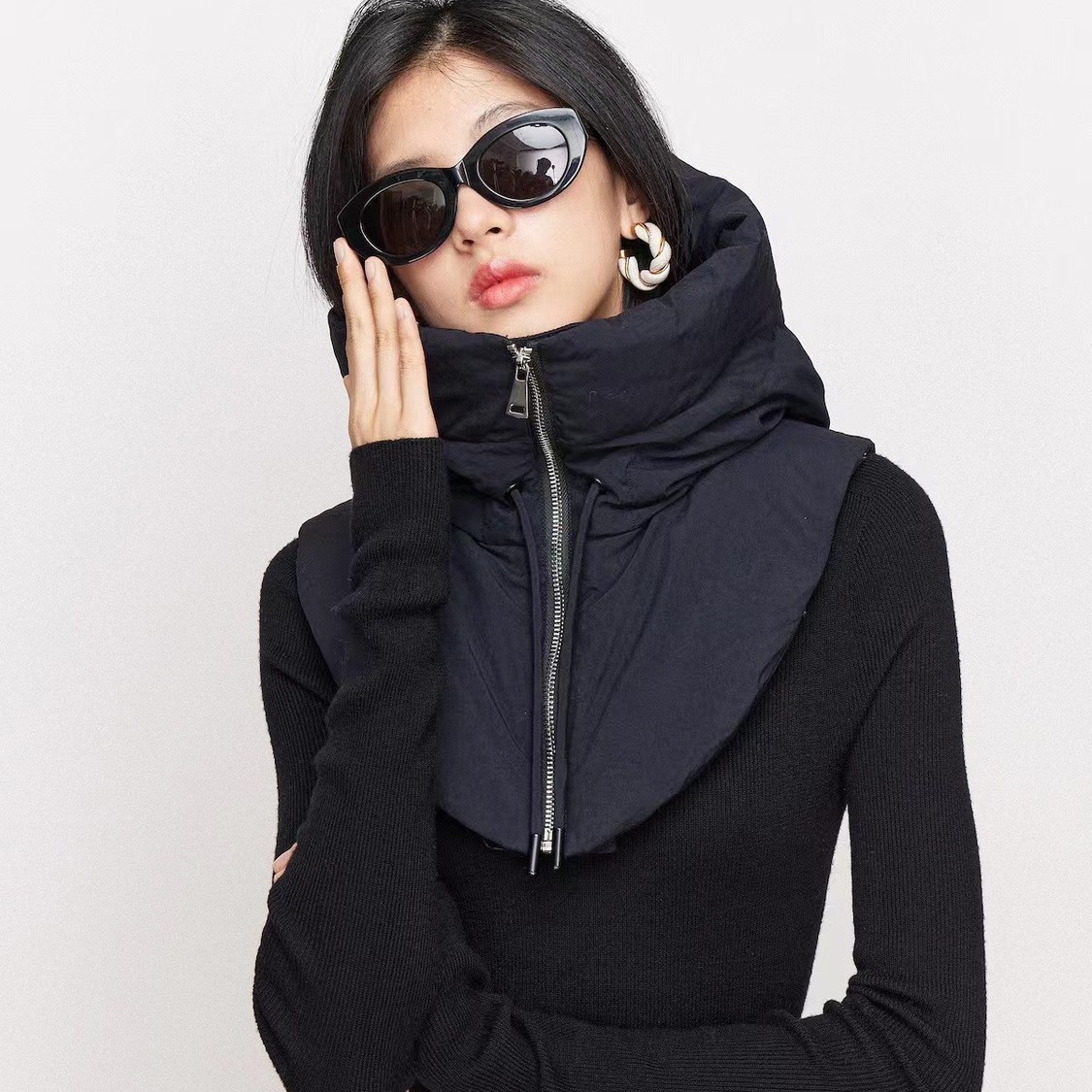 Shawl All-in-One Hat Winter Warm Cold-proof Down Cotton Hat Shawl-style Cape Cute Cold-proof Hat