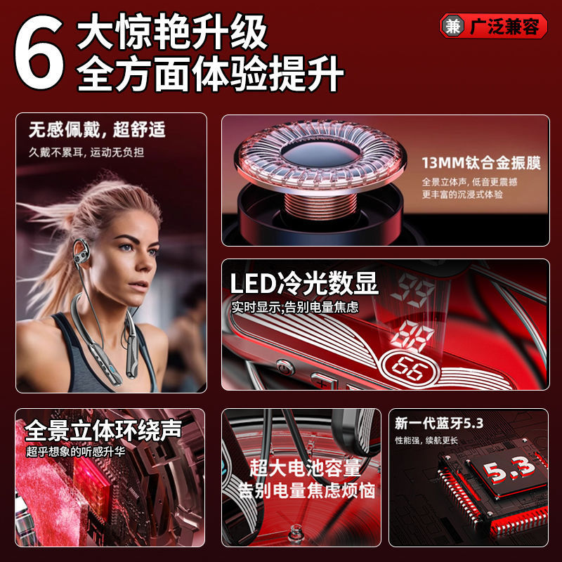 首掛けワイヤレス Bluetooth ヘッドセット 2025 新しい超長バッテリー寿命オープンイヤースポーツランニング男性と女性|undefined