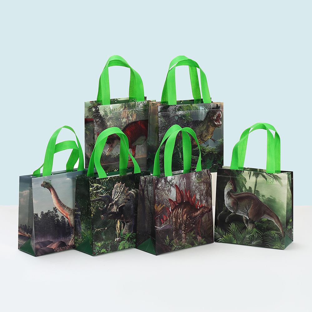 恐龙热压袋三恐龙儿童生日派对手拎袋折叠袋包袋便携收纳袋跨境