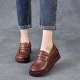 以一 Кожаные универсальные ретро лоферы, воловья кожа, мягкая подошва