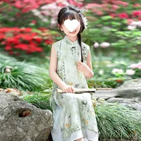 Новое летнее тонкое детское платье Cheongsam для девочек в китайском стиле, элегантная юбка в китайском стиле для маленьких девочек, летнее платье