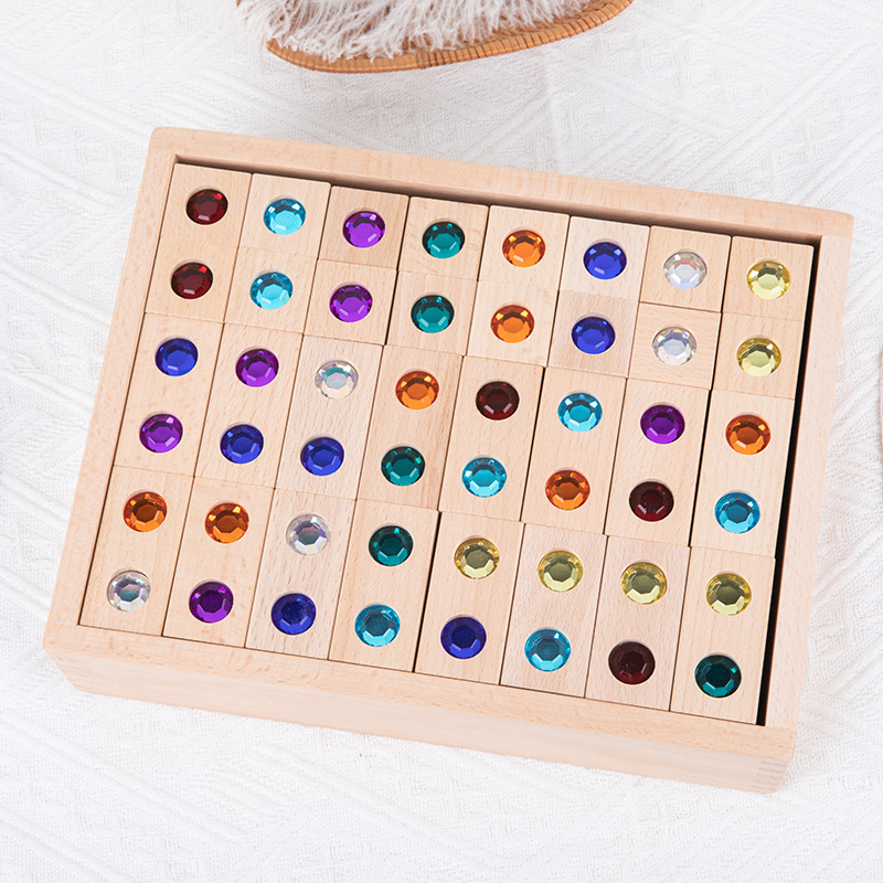 Bloques de construcción de GEMA de pila de haya acrílica transfronteriza educación temprana educativa para niños ensamblando bloques de construcción de dominó creativos