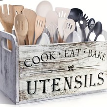 跨境木制做旧收纳盒厨房餐具筷勺整理盒手提西餐厅刀叉分类储物盒