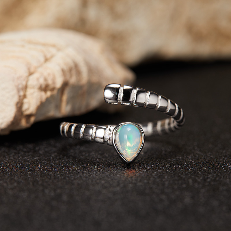 3g Weight Open Rings Classification Adjustable Ring Size 1 Piece Quantity Daily, Street Occasion 925 Sterling Silver, natural stone, Crystal Material Geometric Pattern All Seasons Season Women's Gender Simple Style, Classic Style Style 925 Sterling Silver Natural Stone Crystal Geometric Open Rings 6
