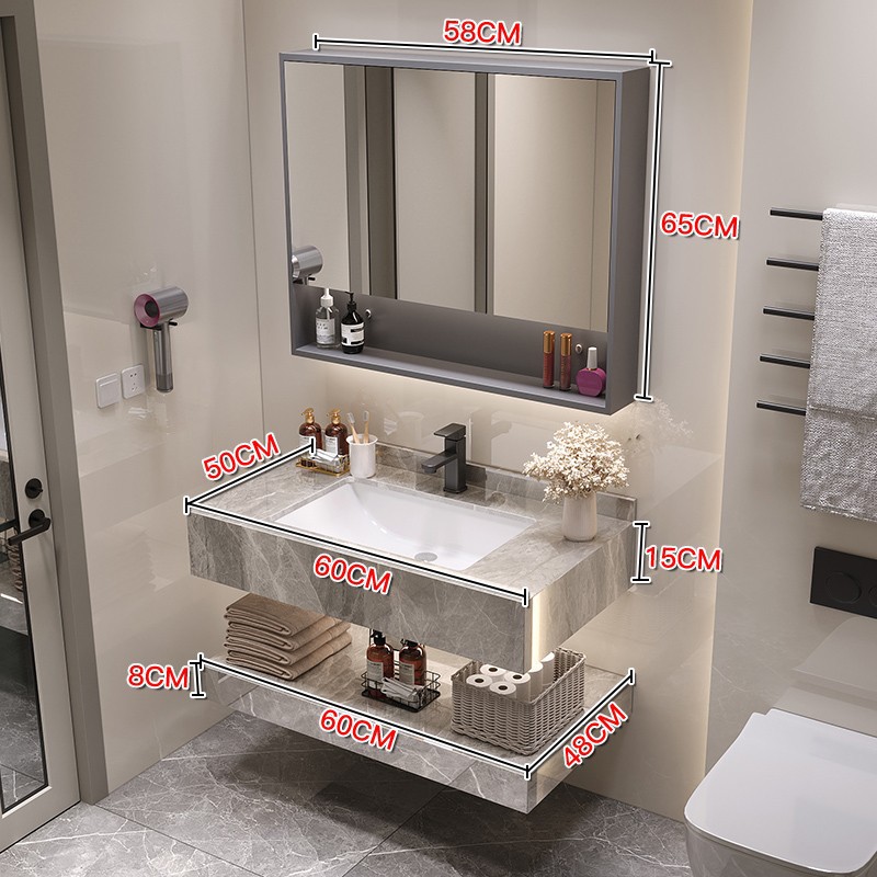 Gabinete de baño moderno y simple combinación de encimera de cerámica de pizarra brillante hotel de alojamiento residencial inodoro lavabo lavabo