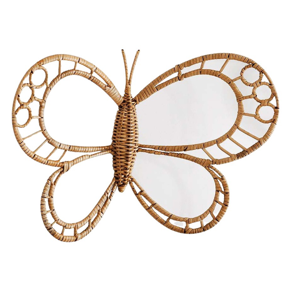 Estilo nórdico decoración de ratán paja forma de mariposa decoración de la pared B & B Hotel fotografía accesorios decoración colgante de pared