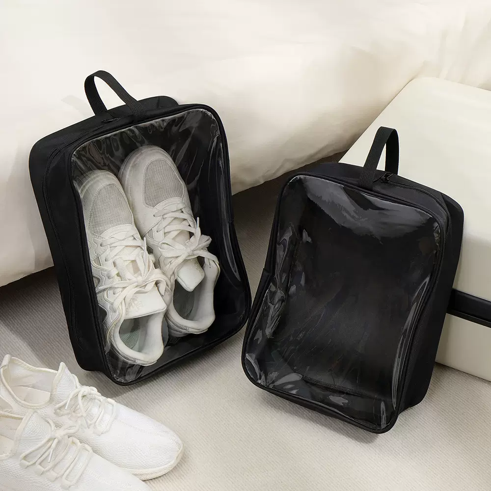 透明鞋子收纳袋鞋袋双层鞋盒多用途防尘收纳袋鞋套拉链旅行收纳袋